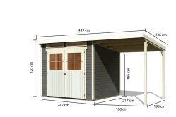 Karibu Gartenhaus GLÜCKSBURG 4 im Set mit Anbaudach...