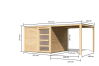 Karibu Gartenhaus QUBIC 2 im Set mit Anbaudach  naturbelassen  19mm Wandstärke
