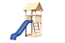 Karibu Spielturm LOTTI Spielturm naturbelassen inkl. Sandkiste und Rutsche blau