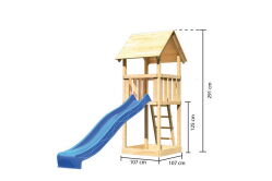 Karibu Spielturm LOTTI Spielturm naturbelassen inkl. Sandkiste und Rutsche blau