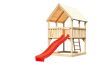 Karibu Spielturm LUIS Spielturm naturbelassen inkl. Sandkiste und Rutsche rot