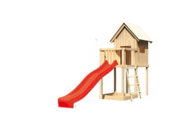 Karibu Spielturm FRIEDA naturbelassen inkl. Sandkiste inkl. Rutsche rot