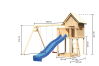 Karibu Spielturm FRIEDA naturbelassen inkl. Sandkiste Doppelschaukel Rutsche blau