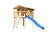 Karibu Spielturm Stelzenhaus BENJAMIN naturbelassen inkl. Rutsche blau