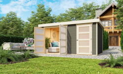 Karibu Gartenhaus MÜHLENTRUP 2 terragrau 404 x 272 cm