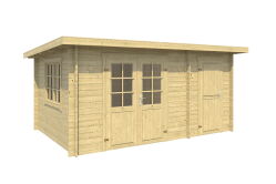 Gartenhaus MOSEL 440x300 cm (L); 40 mm Doppelnut; ohne Boden; 2-Raum-Haus