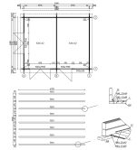 Gartenhaus HAUKE, 500x400cm, 44mm Bohlen, ISO, inkl. Boden, 2-Raum-Haus (A)