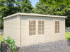 Gartenhaus ELLA 13,1 m²; 470x320 cm, 28mm Bohlen, naturbelassen