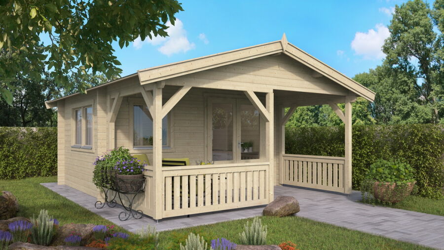 Gartenhaus JUIST 4x3 m + 2 m Terrasse / 50mm