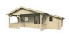 Gartenhaus SPIEKEROOG 5x5 m + 2 m Terrasse und seitlicher Anbau / 50mm