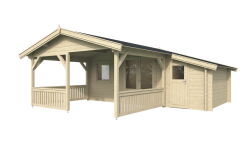 Gartenhaus SPIEKEROOG 4x5 m + 3 m Terrasse und seitlicher...