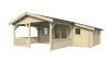 Gartenhaus SPIEKEROOG 4x5 m + 3 m Terrasse und seitlicher Anbau / 50mm