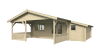 Gartenhaus SPIEKEROOG 5x4 m + 3 m Terrasse und seitlicher Anbau / 50mm