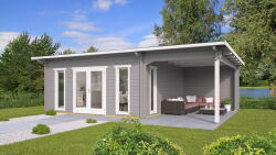 Gartenhaus Carmen 5x4 m + 3 m Schleppdach / 45mm