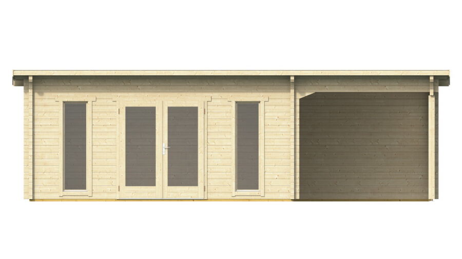 Gartenhaus Carmen 5x4 m + 3 m Schleppdach / 70mm
