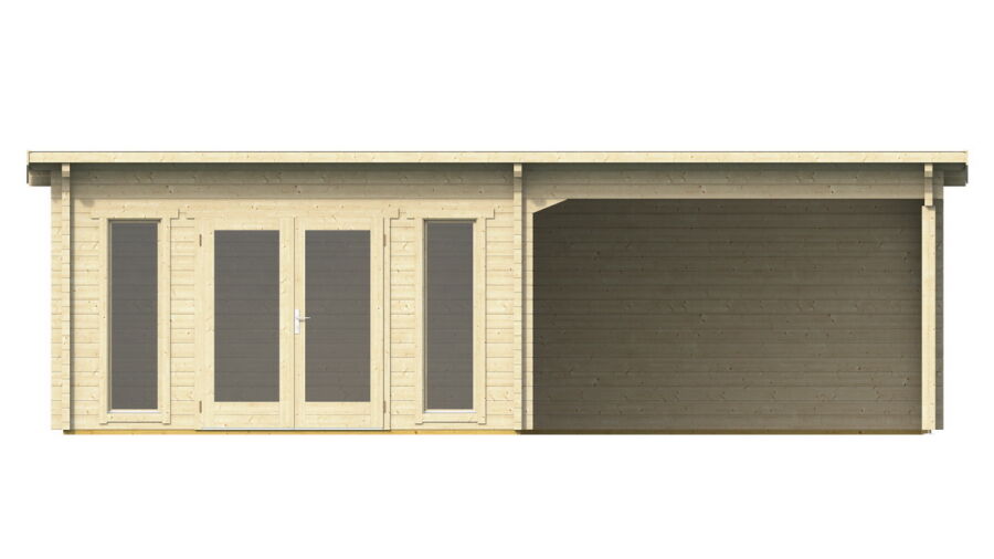 Gartenhaus Carmen 4x5 m + 4 m Schleppdach / 70mm