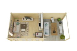 Gartenhaus Carmen 5x4 m + 4 m Schleppdach / 70mm