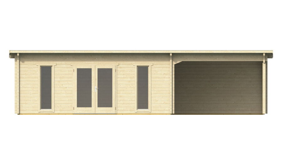 Gartenhaus Carmen 6x5 m + 4 m Schleppdach / 70mm