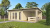 Gartenhaus Carina 4x5 m + 3 m Schleppdach mit Geländer / 45mm