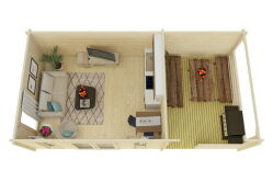 Gartenhaus Carina 5x4 m + 3 m Schleppdach mit...