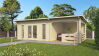 Gartenhaus Carina 5x4 m + 3 m Schleppdach mit Geländer / 70mm