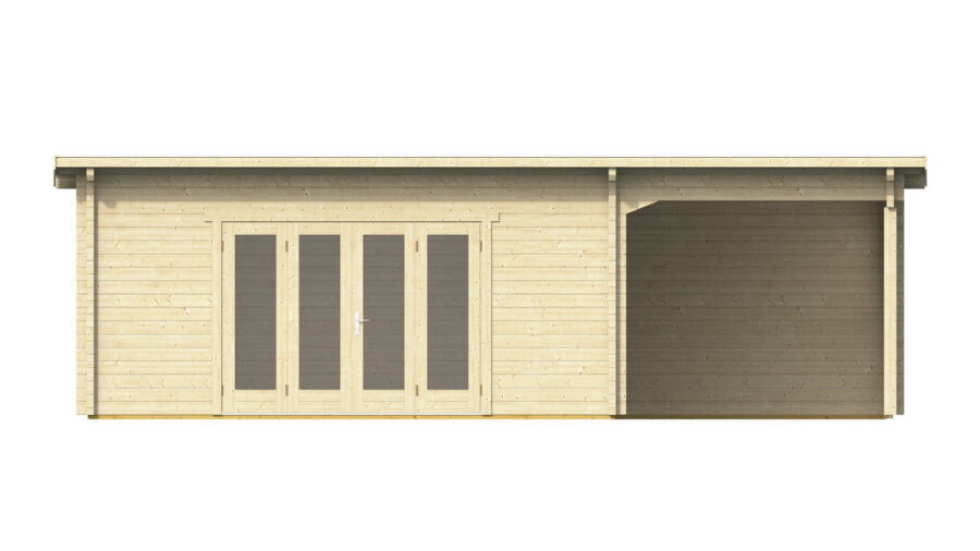 Gartenhaus Claudia 5x4 m + 3 m Schleppdach / 45mm