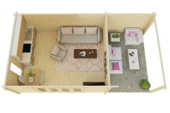 Gartenhaus Claudia 5x4 m + 3 m Schleppdach / 70mm