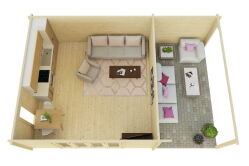 Gartenhaus Claudia 5x5 m + 3 m Schleppdach / 45mm