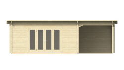 Gartenhaus Claudia 5x5 m + 3 m Schleppdach / 70mm