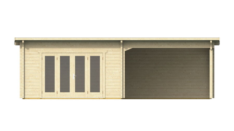 Gartenhaus Claudia 4x5 m + 4 m Schleppdach / 70mm