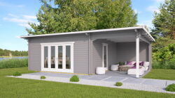 Gartenhaus Claudia 5x4 m + 4 m Schleppdach / 70mm