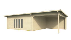 Gartenhaus Claudia 6x5 m + 4 m Schleppdach / 45mm