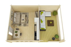 Gartenhaus Christina 4x5 m + 3 m Schleppdach mit...