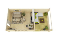Gartenhaus Christina 5x4 m + 3 m Schleppdach mit...