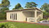 Gartenhaus Christina 5x5 m + 3 m Schleppdach mit Geländer / 45mm