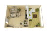 Gartenhaus Christina 5x5 m + 3 m Schleppdach mit Geländer / 45mm