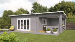 Gartenhaus Christina 6x5 m + 3 m Schleppdach mit...