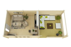 Gartenhaus Christina 5x4 m + 4 m Schleppdach mit...