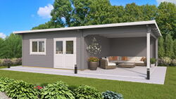 Gartenhaus Celina 5x4 m + 4 m Schleppdach / 70mm