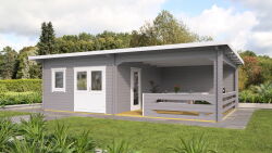 Gartenhaus Chiara 5x4 m + 3 m Schleppdach mit...