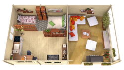 Gartenhaus Chiara 6x5 m + 3 m Schleppdach mit...