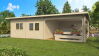Gartenhaus Chiara 6x5 m + 3 m Schleppdach mit Geländer / 70mm