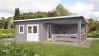 Gartenhaus Chiara 6x5 m + 3 m Schleppdach mit Geländer / 70mm
