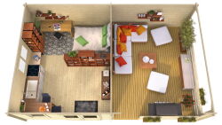 Gartenhaus Chiara 4x5 m + 4 m Schleppdach mit...