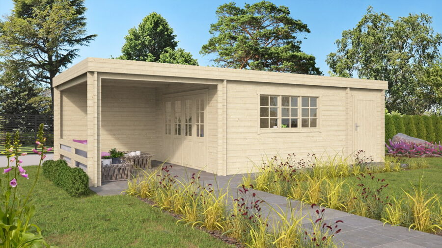 Gartenhaus EMIL; 850x420 cm ISO (A); 44 mm Doppelnut; ohne Boden