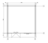 Gartenhaus HELENE; 500x500 cm ISO (R); 44 mm Doppelnut; ohne Boden