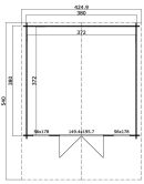Gartenhaus JESSICA 400x400 cm ISO (L); 40 mm Doppelnut; inklusive Boden
