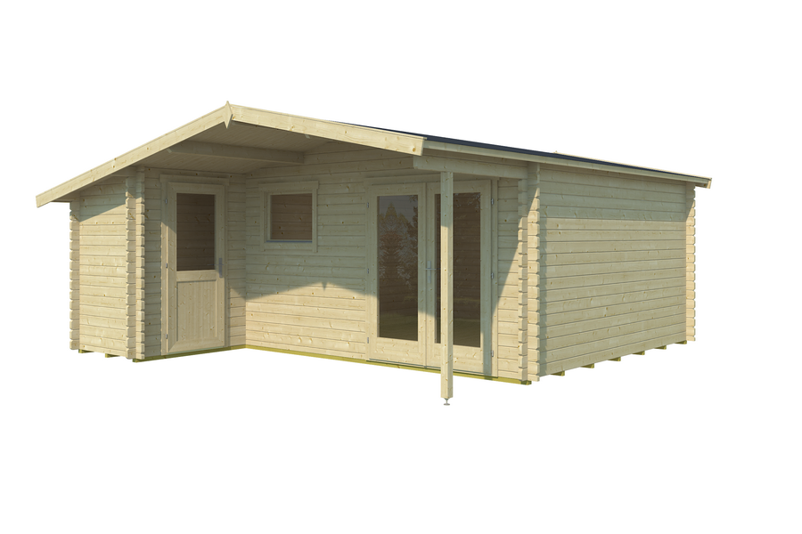 Gartenhaus BODO 530x550 cm (L); 40 mm Doppelnut; inklusive Boden; 2-Raum-Haus