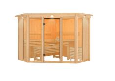 Sauna ALCINDA 2 Ganzglas (Fronteinstieg) / inkl. Dachkranz / ohne Ofen