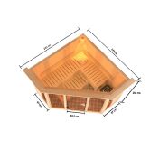 Sauna ALCINDA 2 Ganzglas (Fronteinstieg) / inkl. Dachkranz / Ofen 9 kW Bio externe Strg easy